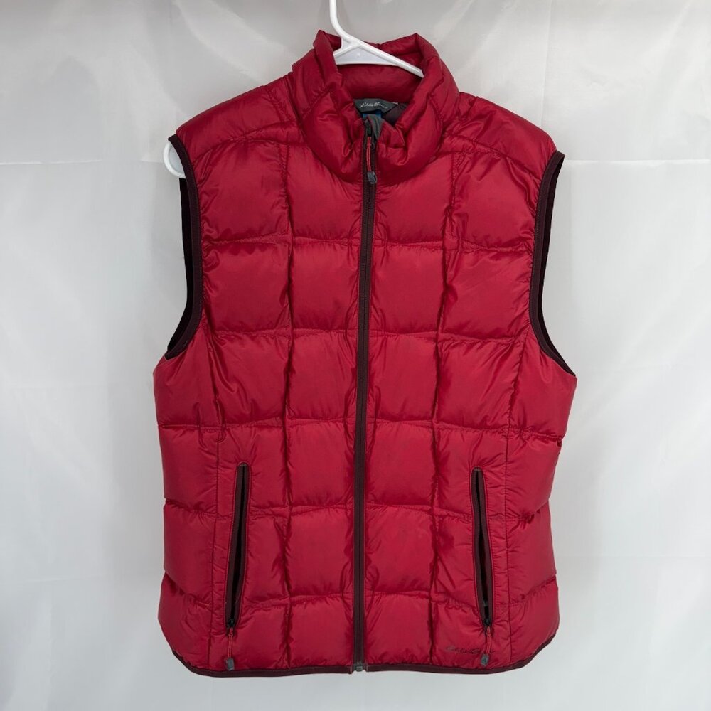 Eddie Bauer Women XL Ascent Down Puffer Vest Sleeveless Full Zip Red Insulated